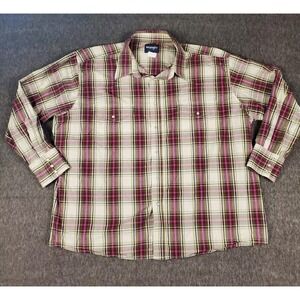 Wrangler Pearl Snap Shirt Mens 3XL Plaid Long Sleeve Cowboy Rodeo Western Ranch